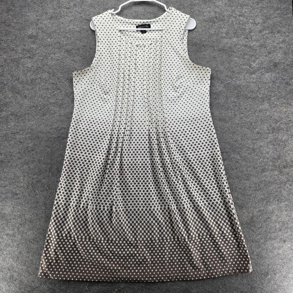 Perceptions Dress Womens XL Polka Dot Sleeveless A-Line Stretch Retro